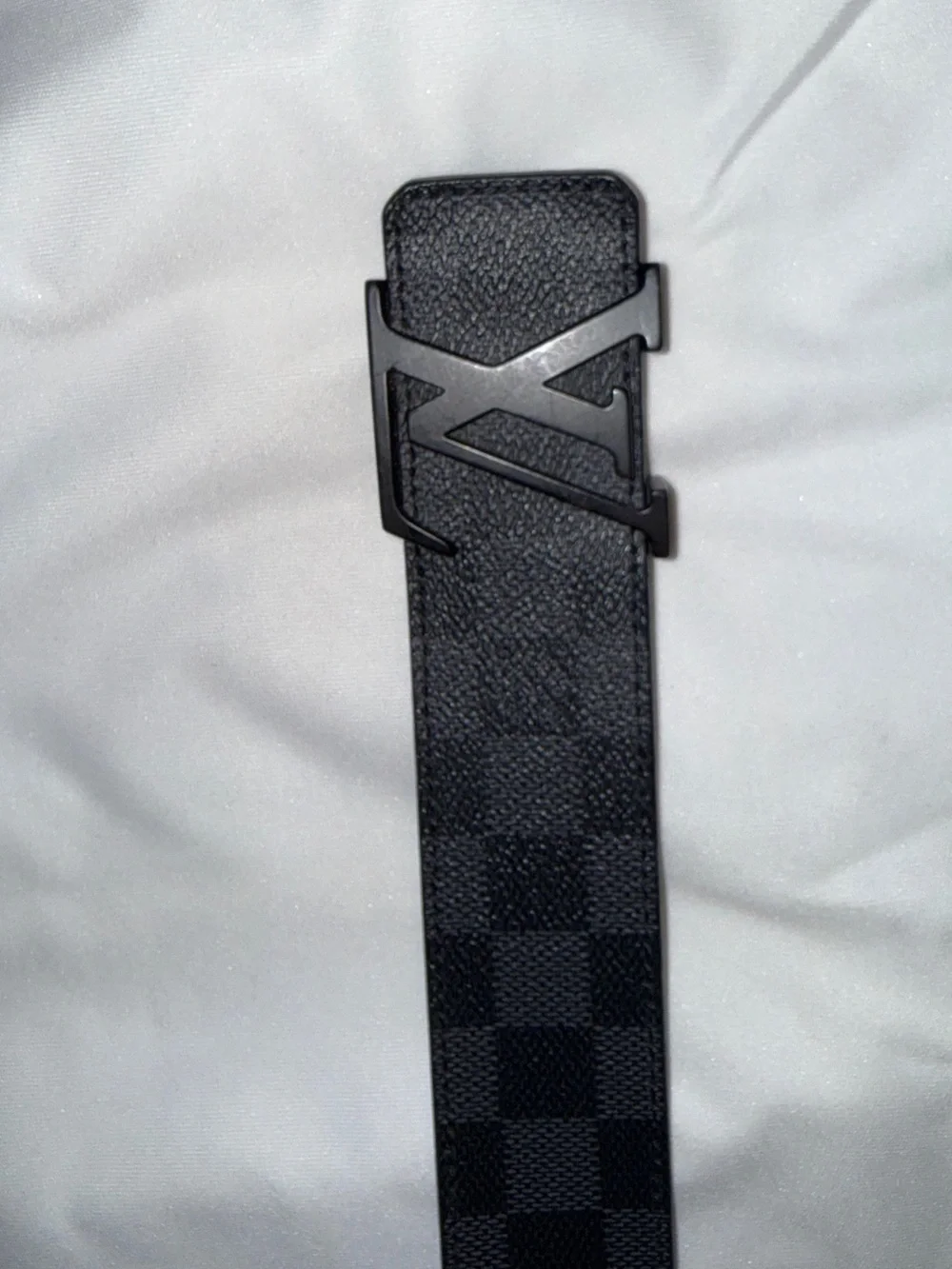Louis Vuitton Black Damier Graphite Belt with Black LV Buckle.Size 100/40